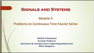 Signals amp Systems Problems on CTFS 1 [upl. by Enidlareg]