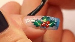 Christmas Nail Art Holly and Berries Christmas Acrylic Nail Art Tutorial Vide by Naio Nails [upl. by Acilef]