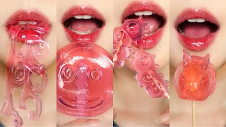 ASMR 💗PINK FOODS💗 jelly honey jelly EMOJI FOOD MUKBANG 젤리 꿀젤리 이모티콘 먹방 EATING SOUNDS [upl. by Tad]