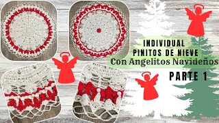 WOW Hermoso Individual Pinitos de Nieve con Angelitos Navideño Parte 1 [upl. by Retrak]