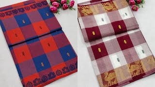 New arrival of Chettinad Cotton🌸 Kattam Butta Sarees 🌸fancy design🌸Jari border🌸Saree length 55 mtrs [upl. by Aerol]