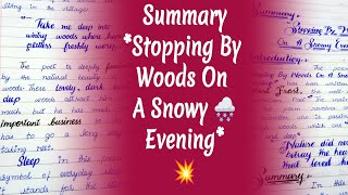 9th class Summary Stopping By Woods On A Snowy 🌨️ Evening with quotations [upl. by Aria687]