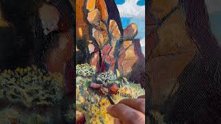 Adding sagebrush and details newmexicoartist painting landscapepainting blackmetal southwest [upl. by Malloy]