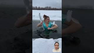 Kaka she’s so fun ice water mermaid fishing lake icequeen winter dance kpop trending [upl. by Acino272]