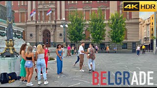 A Hot Summer in Serbia  Belgrade Walking Tour  Walking through Knez Mihaila 4K HDR [upl. by Ive]