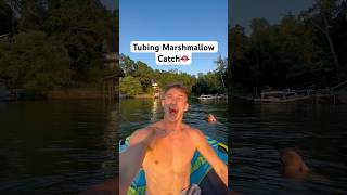 Tubing Marshmallow Trickshot 👄🚤 trickshot sports funny throw lake catch [upl. by Gorlin]