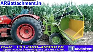 Tractor Sugarcane Harvester Call 9884999016 Tractor attachment Harvest 1acr per 1Hr [upl. by Noitsirhc]