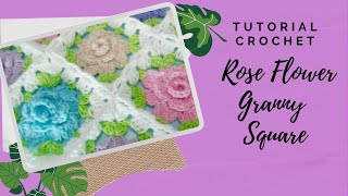 How To Crochet Rose Flower Granny Square 37 [upl. by Lumbard3]