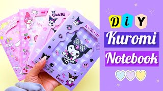 DIY Cute Kuromi NotebookDiary  How to Make Kuromi Notebook at home  Sanrio crafts [upl. by Leonora]