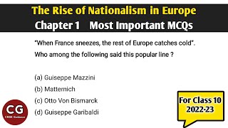 The Rise of Nationalism in Europe Class 10 Important MCQs for Board exam [upl. by Crofoot]