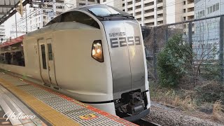 NEX成田エクスプレスE259系 武蔵小杉駅4番線 発車メロディー付き SF1043 [upl. by Ailemrac]