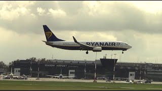 HARD LANDING Ryanair BUZZ Boeing 737800 landing at Krakow Balice Airport [upl. by Ameen]