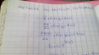 La Methode du Facteur d Integration pour resourdre certaines equations differentielles [upl. by Elegna146]