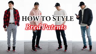 How to style  Air Jordan 1 Bred Patent 10 Outfit Ideas [upl. by Elene]