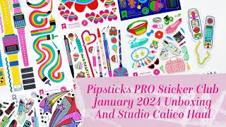 Pipsticks January 2024 PRO Sticker Club Kit and Studio Calico Haul [upl. by Haras]