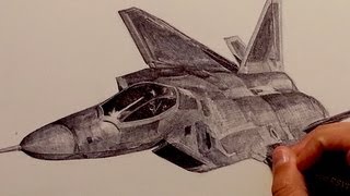 Drawing F22 Raptor Fighter Aircraft with Ballpoint Pen [upl. by Edythe140]