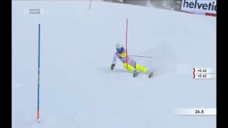 16 01 2022 Albert Popov Wengen SL 1st Run [upl. by Latsryc691]