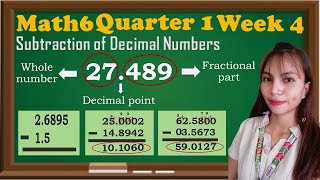 Math6 Quarter 1 Week 4 Subtraction of Decimal Numbers [upl. by Trakas]