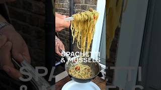 Spaghetti mussels white wine shallot garlic olive oil Datterini tomatoes and parsley mussels [upl. by Whitaker]