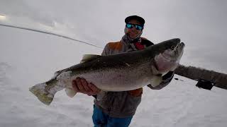 Ontario ice fishing season Manitoulin Island rainbow trout [upl. by Anselmo]