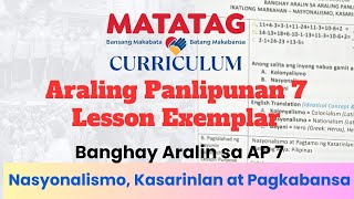 Lesson Exemplar AP 7 Matatag Curriculum Banghay Aralin sa AP 7 Nasyonalismo Kasarinlan at Pagkabansa [upl. by Aicilaf373]