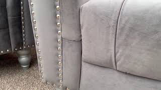 Italian Chesterfield Sofa Grey Velvet Buttoned [upl. by Eerdua541]