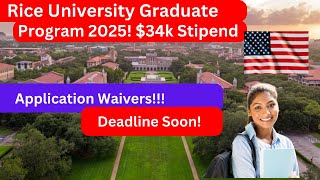 Rice University Fully Funded MSc and PhD Scholarship Opportunity  2025 Admissions Program [upl. by Hairim]