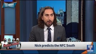 FIRST THINGS FIRST  Nick Wright SHOCKS Atlanta Falcons OVER Bucs To Win NFC South [upl. by Katlin]