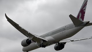 Farnborough Airshow 2024 Brand new Qatari 7879 arrival A7 BHQ 20 July Weekend before show [upl. by Pudendas82]