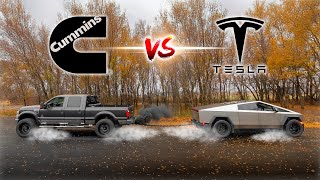 Ultimate Cummins Swapped F250 vs Tesla Cyber Truck Tug of War [upl. by Dragde]