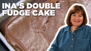 Ina Gartens Double Fudge Cake with Chocolate Buttercream  Barefoot Contessa  Food Network [upl. by Yenar]