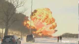 Huge fireball as oil train derails in North Dakota [upl. by Lorne18]