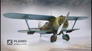 Polikarpov I153 Chaika  148 scale ICM model kit  aircraft model [upl. by Trocki]