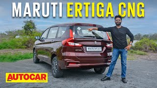 2022 Maruti Suzuki Ertiga CNG review  Mile Muncher  First Drive  Autocar India [upl. by Geehan]