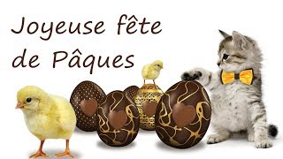 39  Joyeuses pâques  Carte virtuelle chatons et poussins [upl. by Bonnell]