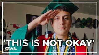 Mom outraged after son was told to remove military stole at graduation [upl. by Kire]