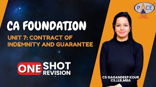 Contract of Indemnity and Guarantee  CAF Jan’25  One Shot by CS Gangandeep Kour PACE Indore [upl. by Carlen]