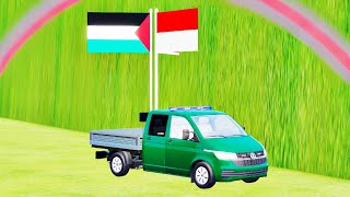 TRANSPORTING PICK UP SIRINE DOUBLE CABIN FLATBED GREEN COLOUR STREET RAINBOW TRACK VW MAN 0019 FS22 [upl. by Kelam]