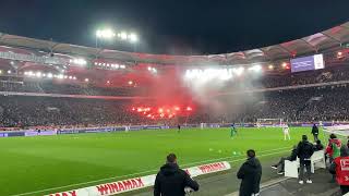 Augsburg Fans PyroShow VfB Stuttgart  FC Augsburg 20Dezember 2023 MHP Arena Stuttgart [upl. by Lairret]