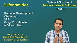 Sulphonamides Medicinal Chemistry Part 1 Chemistry SAR Mechanism of action of Sulfonamide [upl. by Aeht]