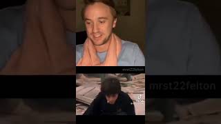 Tom Felton react to Golden trio ❤️😊 harrypotter 🦁🌹🤗 dracomalfoy [upl. by Resa382]