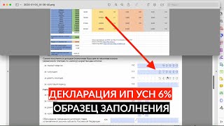 Декларация ИП УСН 6 без сотрудников за 2023 год с учетом страховых взносов ОБРАЗЕЦ ЗАПОЛНЕНИЯ [upl. by Rimaa726]