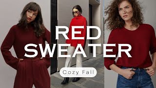 Romantic Autumn Outfit with Red Sweater  Cozy amp Stylish Fall Look [upl. by Bobinette182]