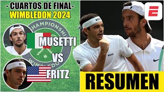 Lorenzo Musetti vs Taylor Fritz  HIGHLIGHTS  RESUMEN  Cuartos de Final  Wimbledon 2024 [upl. by Filiano]