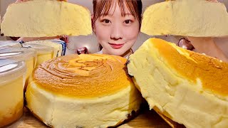 ASMR Rikuros Cheesecake and Pudding【Mukbang Eating Sounds】【English subtitles】 [upl. by Leahcimdivad]