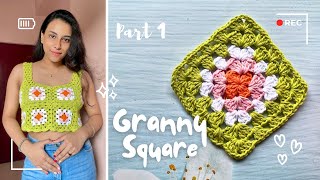 Part 1 Effortless Elegance Master the BeginnerFriendly Granny Square Crochet Summer Top ☀️ [upl. by Gnud]