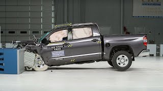 2016 Toyota Tundra crew cab moderate overlap IIHS crash test [upl. by Shalne]