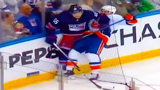 Ryan Lindgren Injury From Hit By JG Pageau FULL CLIP Islanders Rangers  NHL Highlights [upl. by Schwartz]