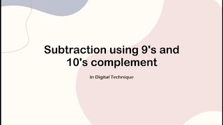 Subtraction Using 9s Complement  BCD Subtraction Explained By Piyush Kale and Shridhar Kulkarni [upl. by Trixie]