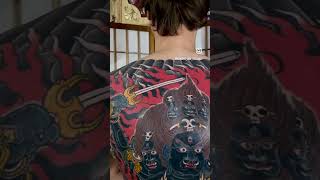 All by Tebori amp Freehand traditional Japanese tattoo  Daiitoku Myoo [upl. by Corby]